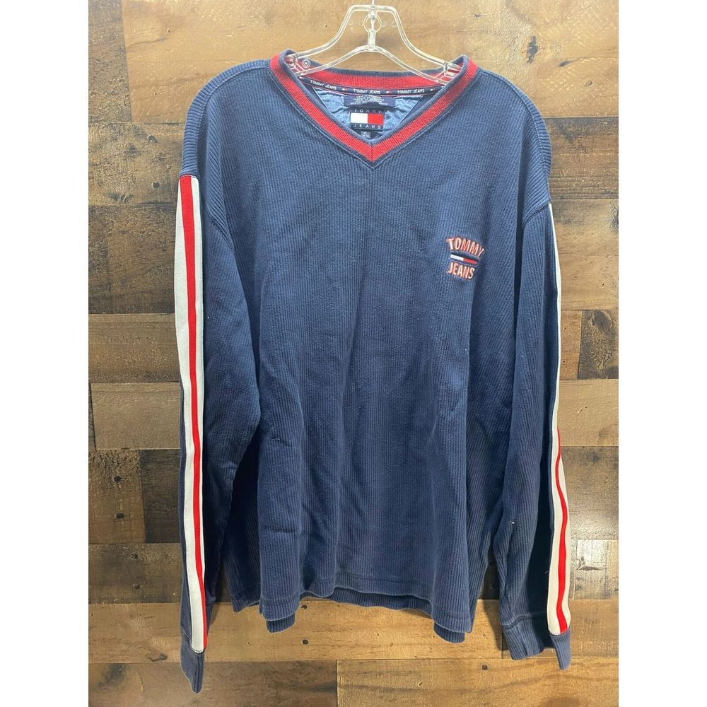 Tommy Jeans V-Neck Long Sleeve Sweater Size X-Large‎